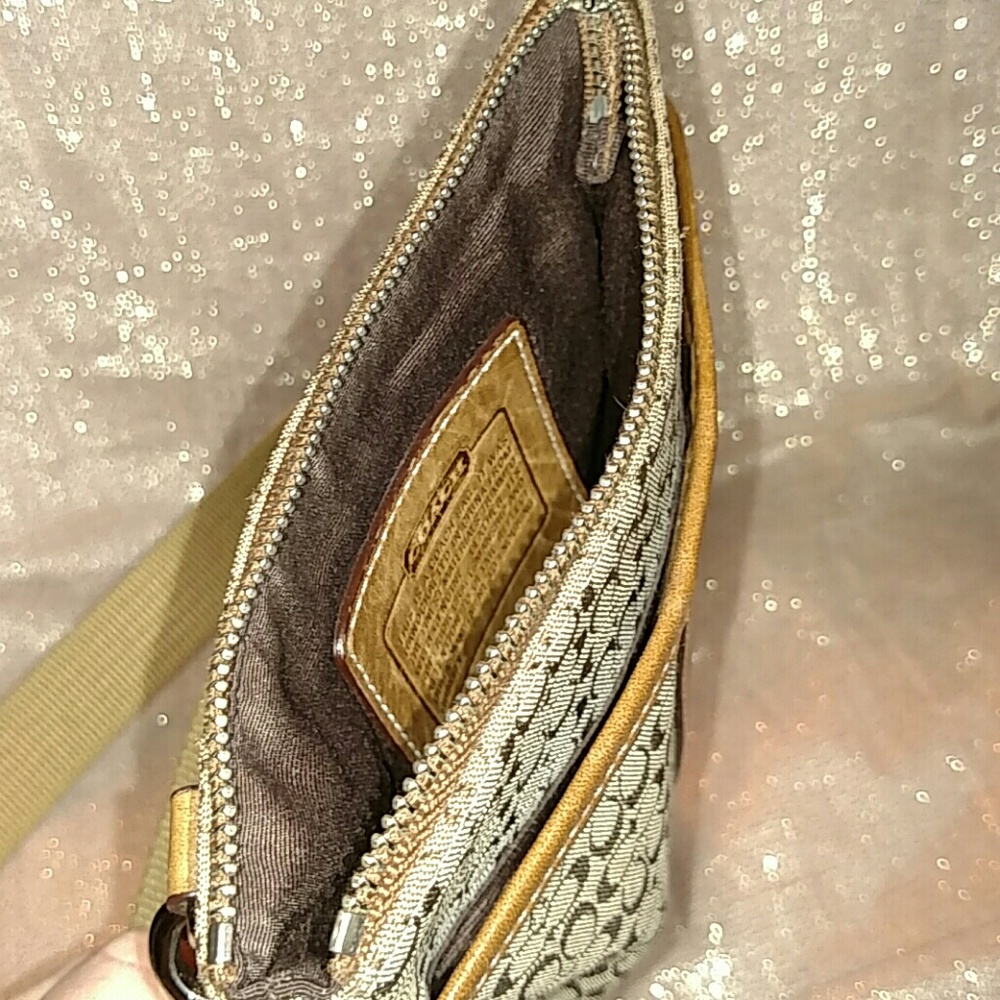 Coach Tan Jacard and Leather Messenger Bag - Picture 4 of 7